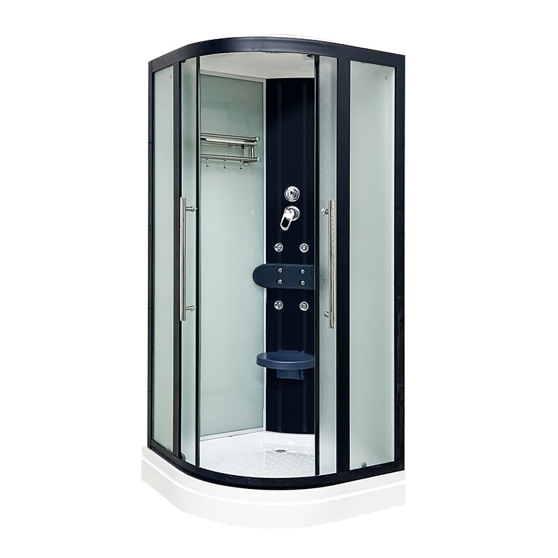 Framed Black Shower Enclosure Clear Easy Clean Glass Rounded Shower Enclosure Clearhalo 'Bathroom Remodel & Bathroom Fixtures' 'Home Improvement' 'home_improvement' 'home_improvement_shower_stalls_enclosures' 'Shower Stalls & Enclosures' 'shower_stalls_enclosures' 'Showers & Bathtubs' 6616605