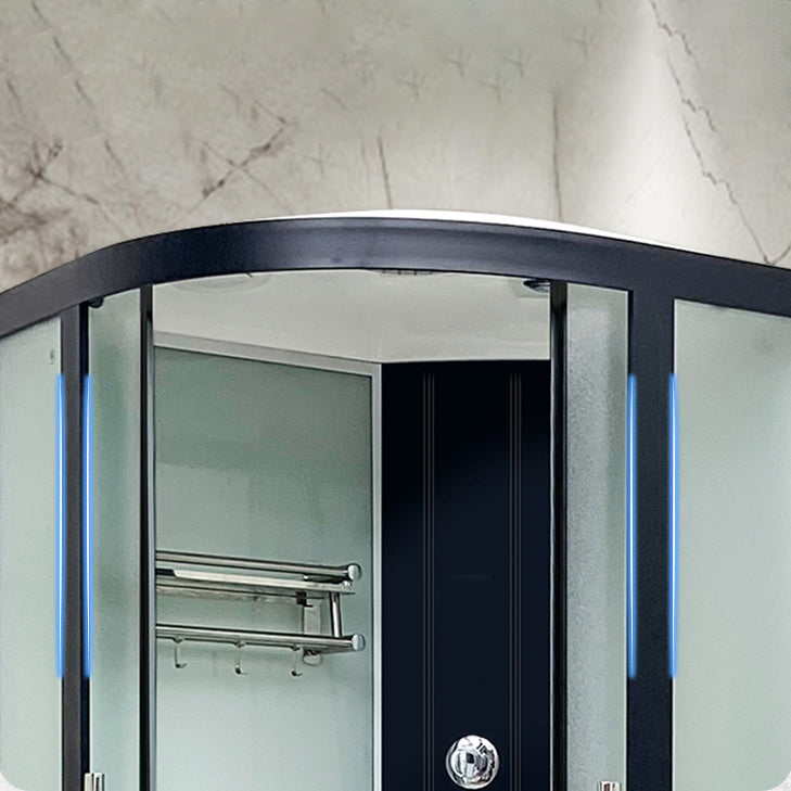 Framed Black Shower Enclosure Clear Easy Clean Glass Rounded Shower Enclosure Clearhalo 'Bathroom Remodel & Bathroom Fixtures' 'Home Improvement' 'home_improvement' 'home_improvement_shower_stalls_enclosures' 'Shower Stalls & Enclosures' 'shower_stalls_enclosures' 'Showers & Bathtubs' 6616606