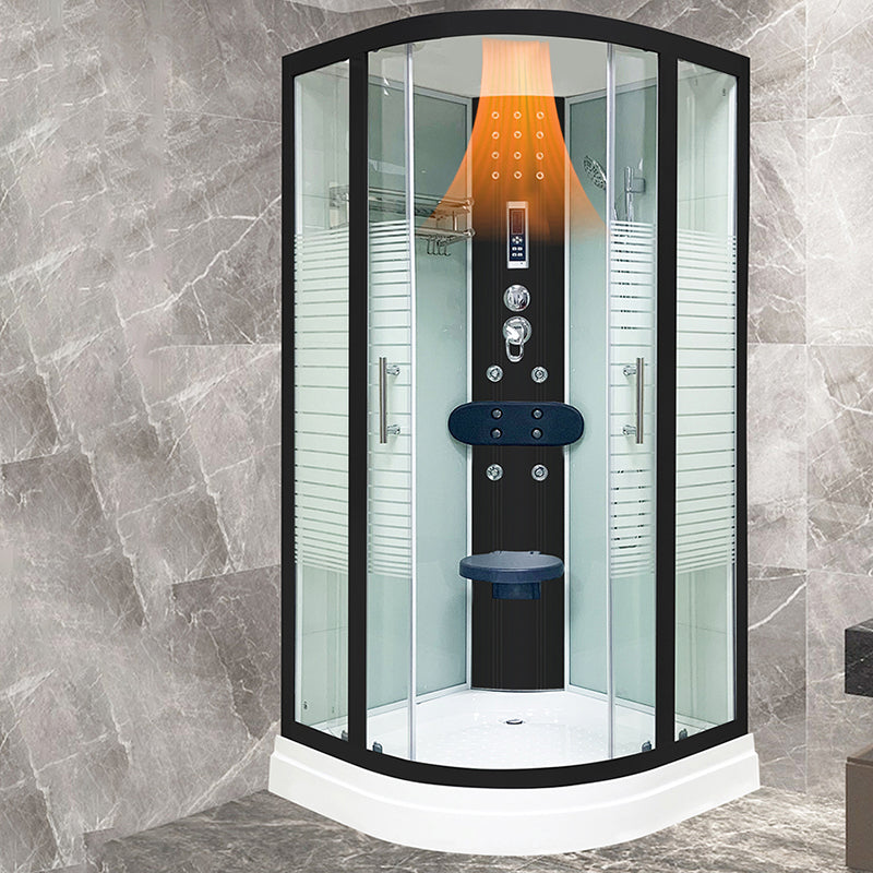 Framed Black Shower Enclosure Clear Easy Clean Glass Rounded Shower Enclosure Clearhalo 'Bathroom Remodel & Bathroom Fixtures' 'Home Improvement' 'home_improvement' 'home_improvement_shower_stalls_enclosures' 'Shower Stalls & Enclosures' 'shower_stalls_enclosures' 'Showers & Bathtubs' 6616611