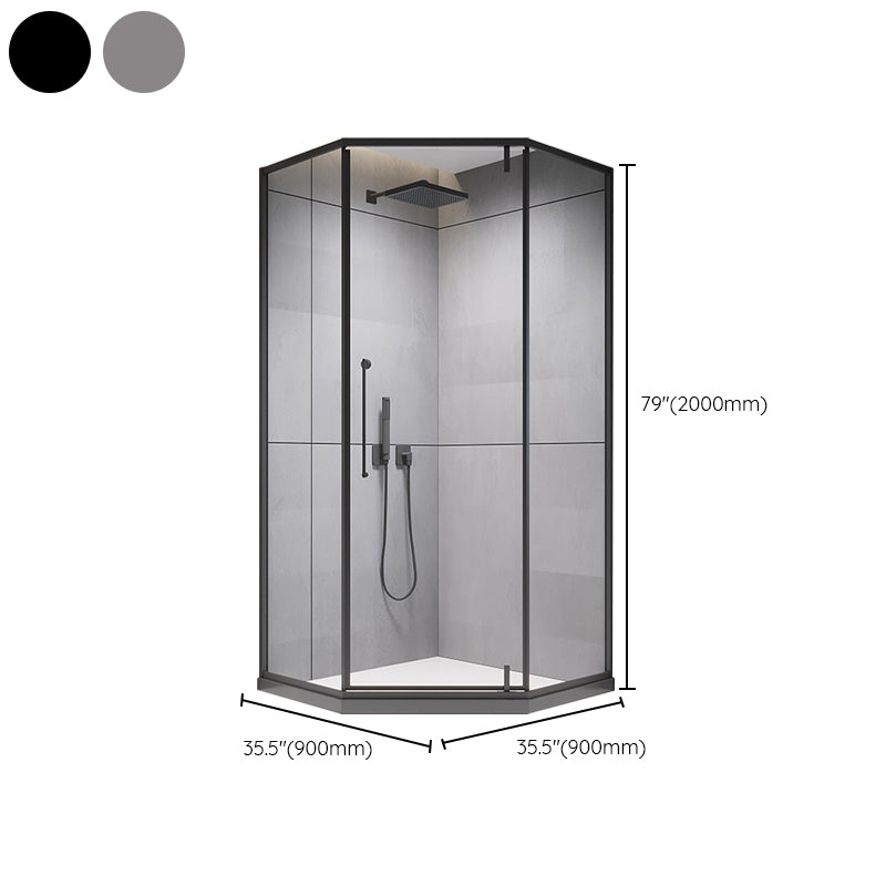 Contemporary Shower Stall Clear Neo-Angle Semi-Frameless Shower Stall Clearhalo 'Bathroom Remodel & Bathroom Fixtures' 'Home Improvement' 'home_improvement' 'home_improvement_shower_stalls_enclosures' 'Shower Stalls & Enclosures' 'shower_stalls_enclosures' 'Showers & Bathtubs' 6616636