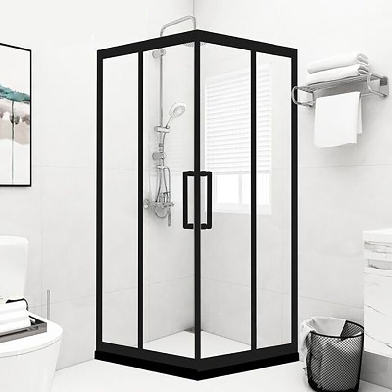 Framed Black Shower Enclosure Clear Easy Clean Glass Shower Enclosure Clearhalo 'Bathroom Remodel & Bathroom Fixtures' 'Home Improvement' 'home_improvement' 'home_improvement_shower_stalls_enclosures' 'Shower Stalls & Enclosures' 'shower_stalls_enclosures' 'Showers & Bathtubs' 6616642
