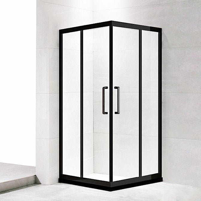 Framed Black Shower Enclosure Clear Easy Clean Glass Shower Enclosure Clearhalo 'Bathroom Remodel & Bathroom Fixtures' 'Home Improvement' 'home_improvement' 'home_improvement_shower_stalls_enclosures' 'Shower Stalls & Enclosures' 'shower_stalls_enclosures' 'Showers & Bathtubs' 6616643