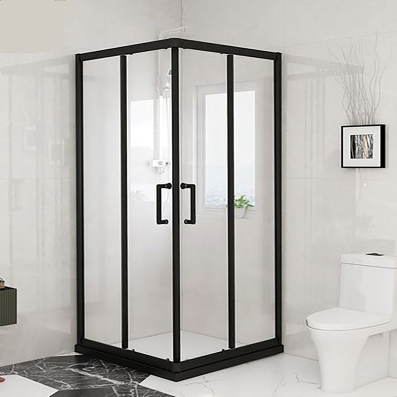 Framed Black Shower Enclosure Clear Easy Clean Glass Shower Enclosure Clearhalo 'Bathroom Remodel & Bathroom Fixtures' 'Home Improvement' 'home_improvement' 'home_improvement_shower_stalls_enclosures' 'Shower Stalls & Enclosures' 'shower_stalls_enclosures' 'Showers & Bathtubs' 6616644