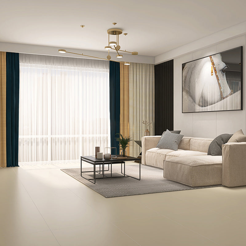 Pure Color Floor Tile Straight Edge Glazed Design Indoor Floor Tile Butter Yellow 31"L x 31"W x 0.4"H 6 Pieces Clearhalo 'Floor Tiles & Wall Tiles' 'floor_tiles_wall_tiles' 'Flooring 'Home Improvement' 'home_improvement' 'home_improvement_floor_tiles_wall_tiles' Walls and Ceiling' 6616746