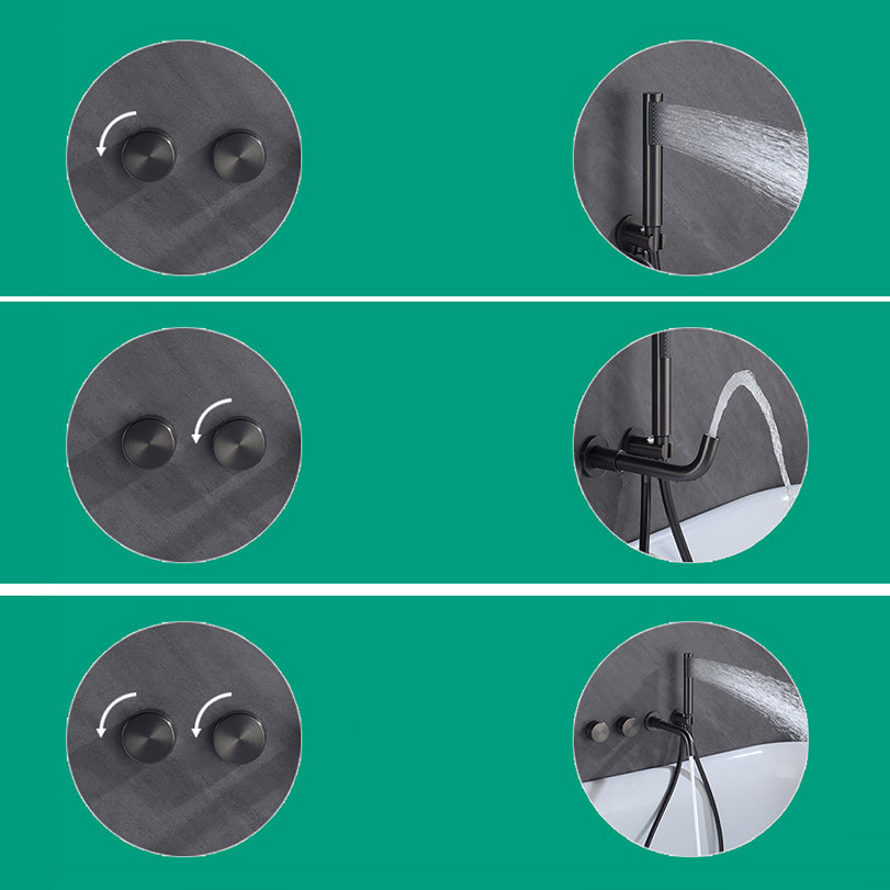 Wall Mounted Metal Tub Filler Low Arc Rotatable Tub Faucet Trim Clearhalo 'Bathroom Remodel & Bathroom Fixtures' 'Bathtub Faucets' 'bathtub_faucets' 'Home Improvement' 'home_improvement' 'home_improvement_bathtub_faucets' 6617144