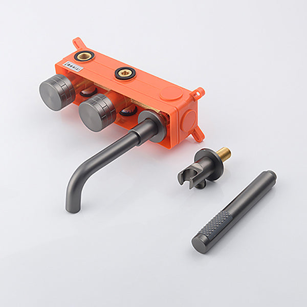 Wall Mounted Metal Tub Filler Low Arc Rotatable Tub Faucet Trim Clearhalo 'Bathroom Remodel & Bathroom Fixtures' 'Bathtub Faucets' 'bathtub_faucets' 'Home Improvement' 'home_improvement' 'home_improvement_bathtub_faucets' 6617150