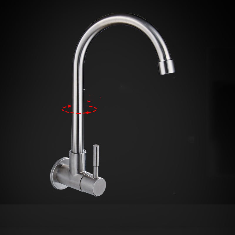 Contemporary Style Bar Faucet Metal Wall-mounted Kitchen Faucet Gooseneck Clearhalo 'Home Improvement' 'home_improvement' 'home_improvement_kitchen_faucets' 'Kitchen Faucets' 'Kitchen Remodel & Kitchen Fixtures' 'Kitchen Sinks & Faucet Components' 'kitchen_faucets' 6617344
