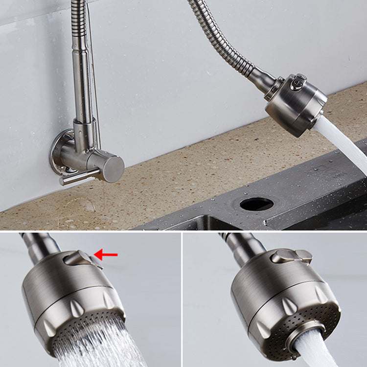 Contemporary Style Bar Faucet Metal Wall-mounted Kitchen Faucet Clearhalo 'Home Improvement' 'home_improvement' 'home_improvement_kitchen_faucets' 'Kitchen Faucets' 'Kitchen Remodel & Kitchen Fixtures' 'Kitchen Sinks & Faucet Components' 'kitchen_faucets' 6617347