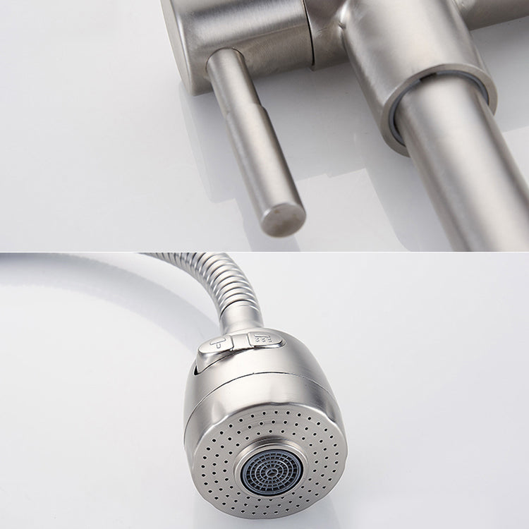 Contemporary Style Bar Faucet Metal Wall-mounted Kitchen Faucet Clearhalo 'Home Improvement' 'home_improvement' 'home_improvement_kitchen_faucets' 'Kitchen Faucets' 'Kitchen Remodel & Kitchen Fixtures' 'Kitchen Sinks & Faucet Components' 'kitchen_faucets' 6617348