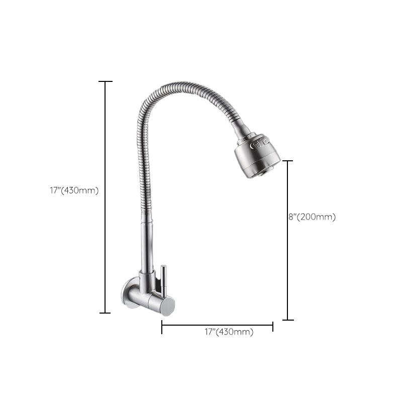 Contemporary Style Bar Faucet Metal Wall-mounted Kitchen Faucet Clearhalo 'Home Improvement' 'home_improvement' 'home_improvement_kitchen_faucets' 'Kitchen Faucets' 'Kitchen Remodel & Kitchen Fixtures' 'Kitchen Sinks & Faucet Components' 'kitchen_faucets' 6617353