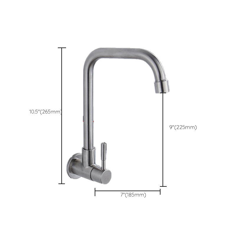 Contemporary Style Bar Faucet Metal Wall-mounted Kitchen Faucet Clearhalo 'Home Improvement' 'home_improvement' 'home_improvement_kitchen_faucets' 'Kitchen Faucets' 'Kitchen Remodel & Kitchen Fixtures' 'Kitchen Sinks & Faucet Components' 'kitchen_faucets' 6617355