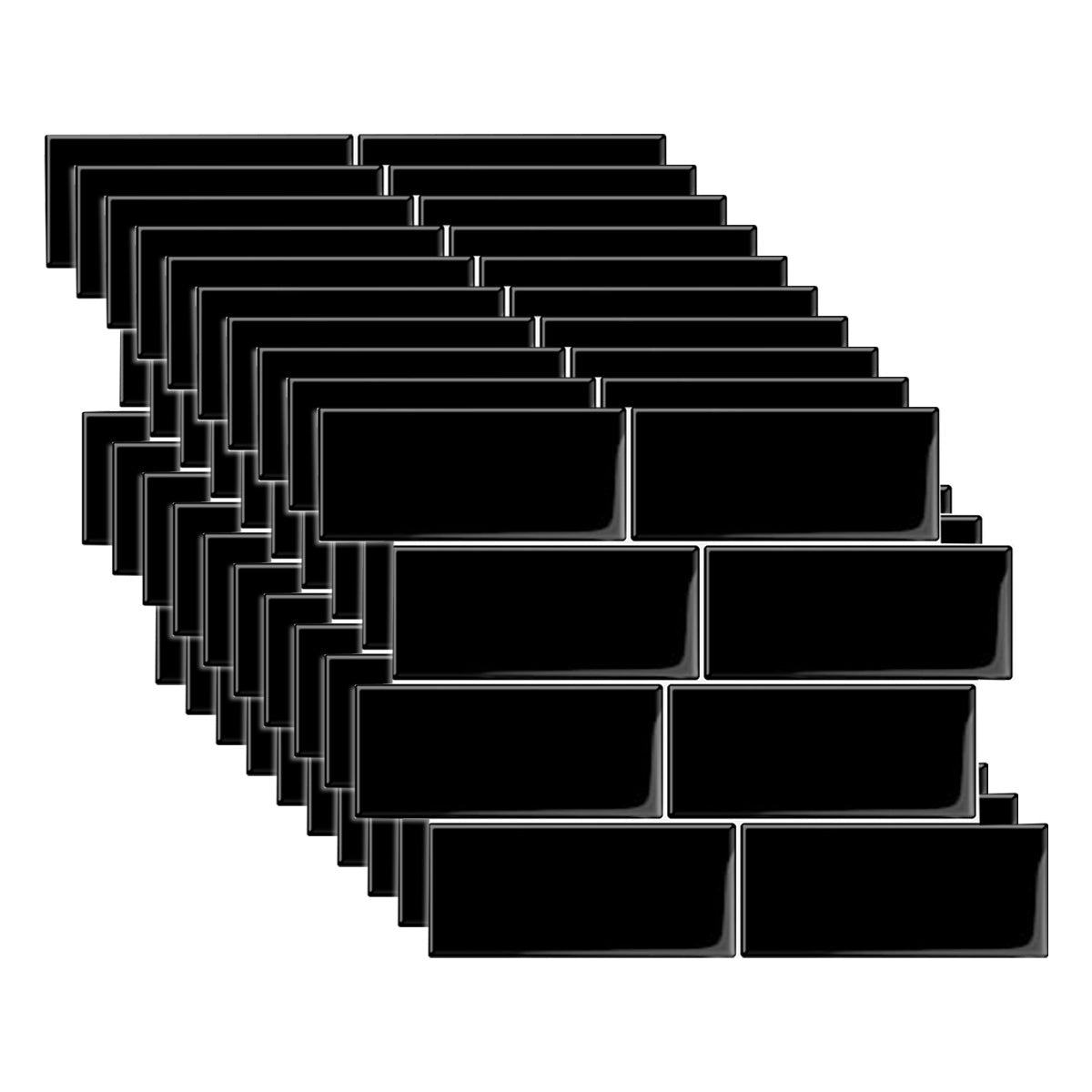 Peel and Stick Tile Rectangle PVC Waterproof Peel & Stick Subway Tile 10-Pack Black Clearhalo 'Flooring 'Home Improvement' 'home_improvement' 'home_improvement_peel_stick_blacksplash' 'Peel & Stick Backsplash Tile' 'peel_stick_blacksplash' 'Walls & Ceilings' Walls and Ceiling' 6617358