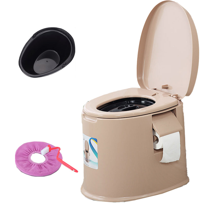Contemporary Plastic Urine Toilet Floor Mounted Toilet Bowl with Seat for Washroom 16"L x 19"W x 17"H Khaki Solid Barrel Clearhalo 'Bathroom Remodel & Bathroom Fixtures' 'Home Improvement' 'home_improvement' 'home_improvement_toilets' 'Toilets & Bidets' 'Toilets' 6623913