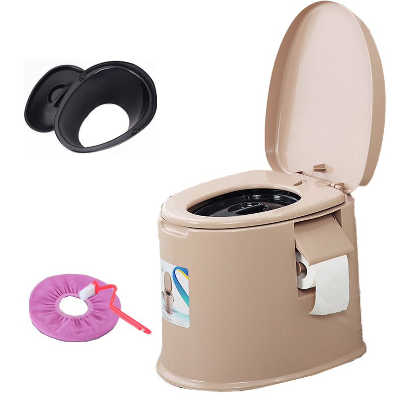 Contemporary Plastic Urine Toilet Floor Mounted Toilet Bowl with Seat for Washroom 16"L x 19"W x 17"H Khaki Hollow Barrel Clearhalo 'Bathroom Remodel & Bathroom Fixtures' 'Home Improvement' 'home_improvement' 'home_improvement_toilets' 'Toilets & Bidets' 'Toilets' 6623915