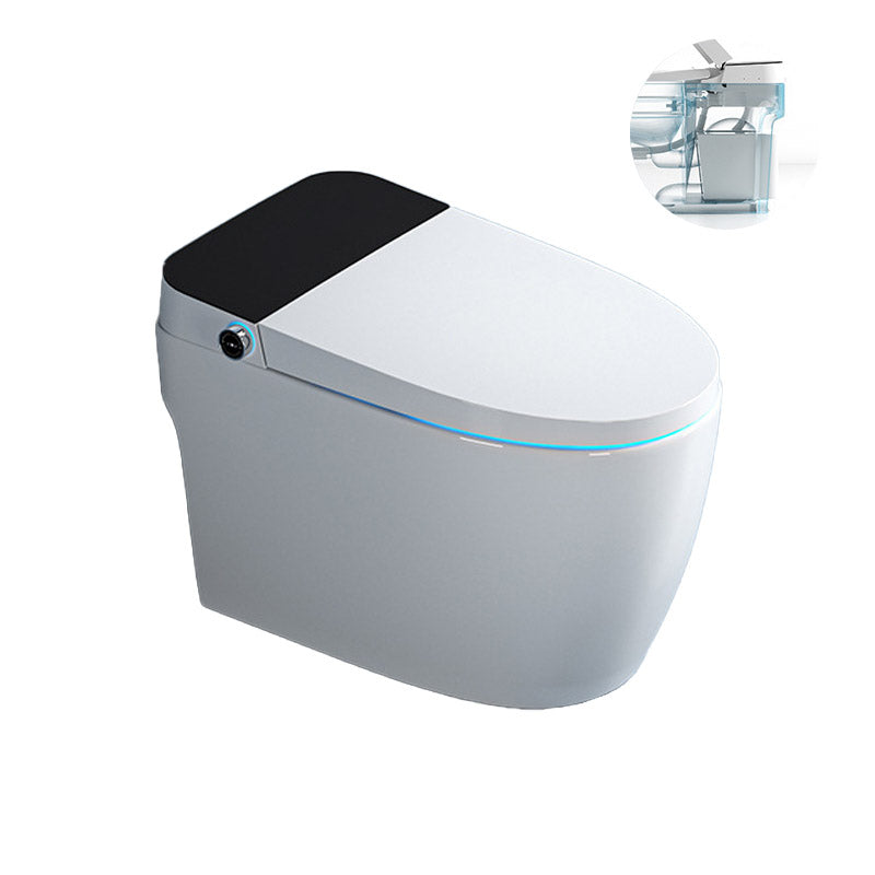 Modern One-Piece Toilet Bowl Floor Mounted Urine Toilet with Concealed Tank for Washroom Black Foot Touch Flush ( Standard) Clearhalo 'Bathroom Remodel & Bathroom Fixtures' 'Home Improvement' 'home_improvement' 'home_improvement_toilets' 'Toilets & Bidets' 'Toilets' 6623953