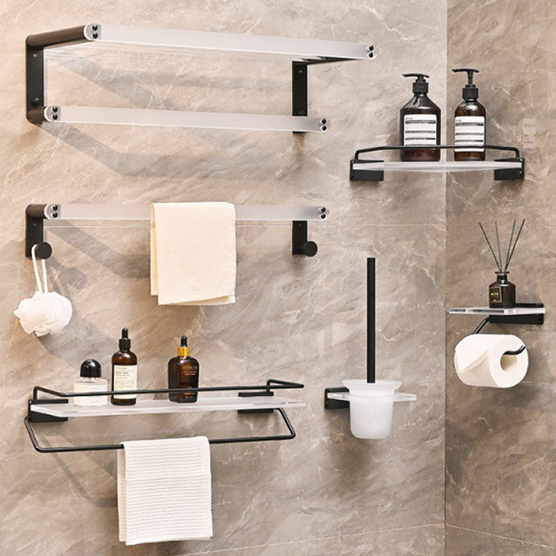 Contemporary Aluminum& Acrylic Bath Hardware Set Bathroom Accessory Kit 6-Piece Set (Toilet Brush) Clearhalo 'Bathroom Hardware Sets' 'Bathroom Hardware' 'Bathroom Remodel & Bathroom Fixtures' 'bathroom_hardware_sets' 'Home Improvement' 'home_improvement' 'home_improvement_bathroom_hardware_sets' 6624165