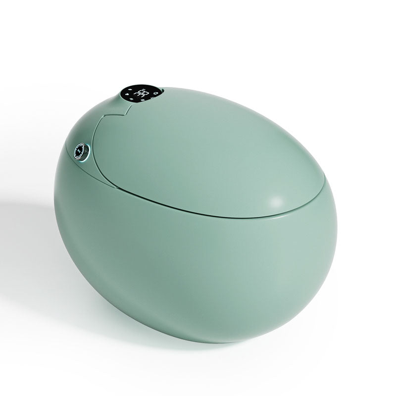 Solid Color Egg Shaped Electronic Toilet Elongated Floor Standing Bidet in Tankless Green Clearhalo 'Bathroom Remodel & Bathroom Fixtures' 'Bidets' 'Home Improvement' 'home_improvement' 'home_improvement_bidets' 'Toilets & Bidets' 6624221