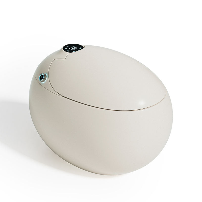 Solid Color Egg Shaped Electronic Toilet Elongated Floor Standing Bidet in Tankless Beige Clearhalo 'Bathroom Remodel & Bathroom Fixtures' 'Bidets' 'Home Improvement' 'home_improvement' 'home_improvement_bidets' 'Toilets & Bidets' 6624223