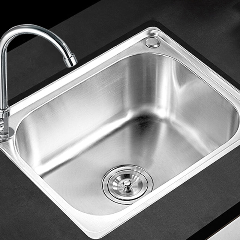 Modern Style Kitchen Sink Dirt Resistant Drop-In Kitchen Sink with Drain Assembly Clearhalo 'Home Improvement' 'home_improvement' 'home_improvement_kitchen_sinks' 'Kitchen Remodel & Kitchen Fixtures' 'Kitchen Sinks & Faucet Components' 'Kitchen Sinks' 'kitchen_sinks' 6627205