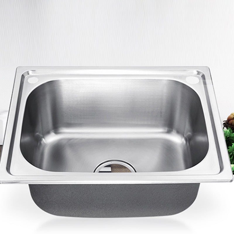Modern Style Kitchen Sink Dirt Resistant Drop-In Kitchen Sink with Drain Assembly Clearhalo 'Home Improvement' 'home_improvement' 'home_improvement_kitchen_sinks' 'Kitchen Remodel & Kitchen Fixtures' 'Kitchen Sinks & Faucet Components' 'Kitchen Sinks' 'kitchen_sinks' 6627207