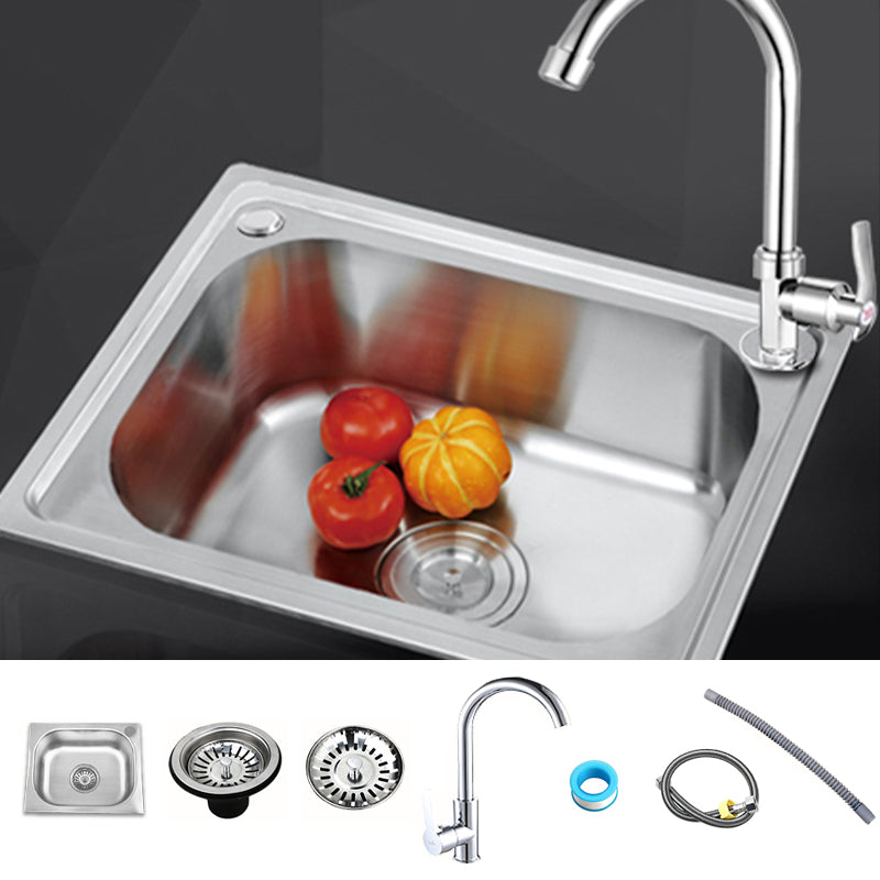 Modern Style Kitchen Sink Dirt Resistant Drop-In Kitchen Sink with Drain Assembly Sink with Faucet Clearhalo 'Home Improvement' 'home_improvement' 'home_improvement_kitchen_sinks' 'Kitchen Remodel & Kitchen Fixtures' 'Kitchen Sinks & Faucet Components' 'Kitchen Sinks' 'kitchen_sinks' 6627212