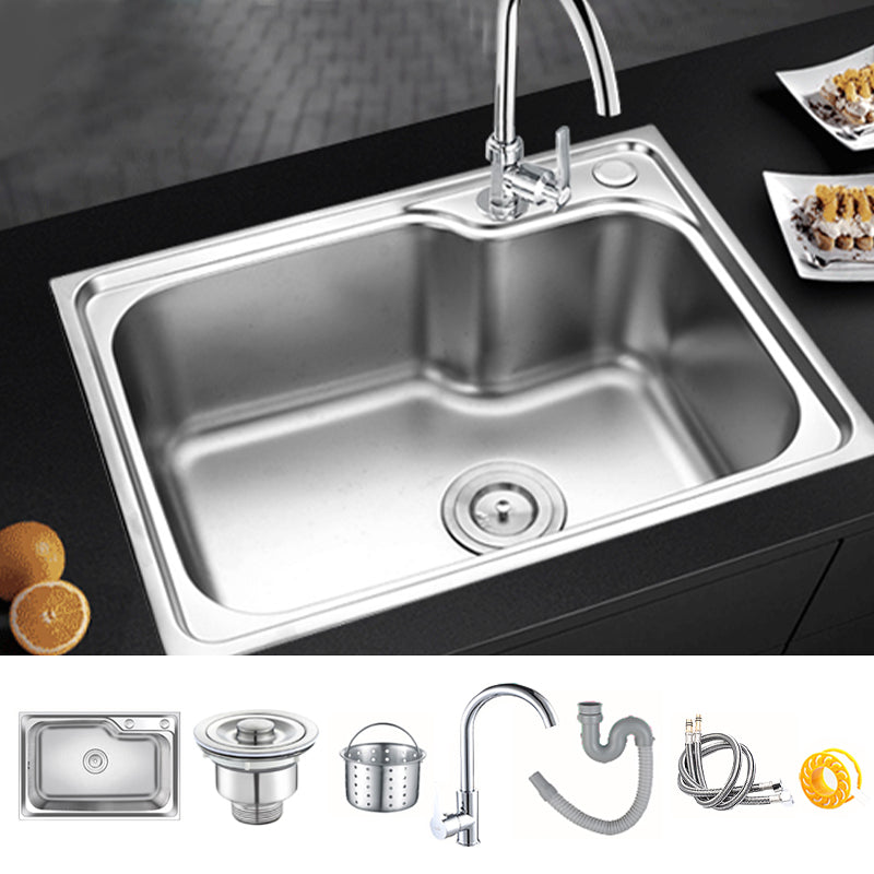 Modern Style Kitchen Sink Dirt Resistant Drop-In Kitchen Sink with Drain Assembly Sink with Faucet Clearhalo 'Home Improvement' 'home_improvement' 'home_improvement_kitchen_sinks' 'Kitchen Remodel & Kitchen Fixtures' 'Kitchen Sinks & Faucet Components' 'Kitchen Sinks' 'kitchen_sinks' 6627221