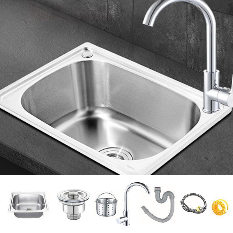 Modern Style Kitchen Sink Dirt Resistant Drop-In Kitchen Sink with Drain Assembly Sink with Faucet Cold Water Dispensers Clearhalo 'Home Improvement' 'home_improvement' 'home_improvement_kitchen_sinks' 'Kitchen Remodel & Kitchen Fixtures' 'Kitchen Sinks & Faucet Components' 'Kitchen Sinks' 'kitchen_sinks' 6627225