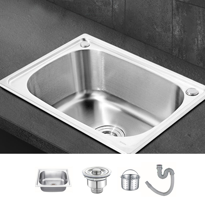 Modern Style Kitchen Sink Dirt Resistant Drop-In Kitchen Sink with Drain Assembly Sink Only Not Available Clearhalo 'Home Improvement' 'home_improvement' 'home_improvement_kitchen_sinks' 'Kitchen Remodel & Kitchen Fixtures' 'Kitchen Sinks & Faucet Components' 'Kitchen Sinks' 'kitchen_sinks' 6627227