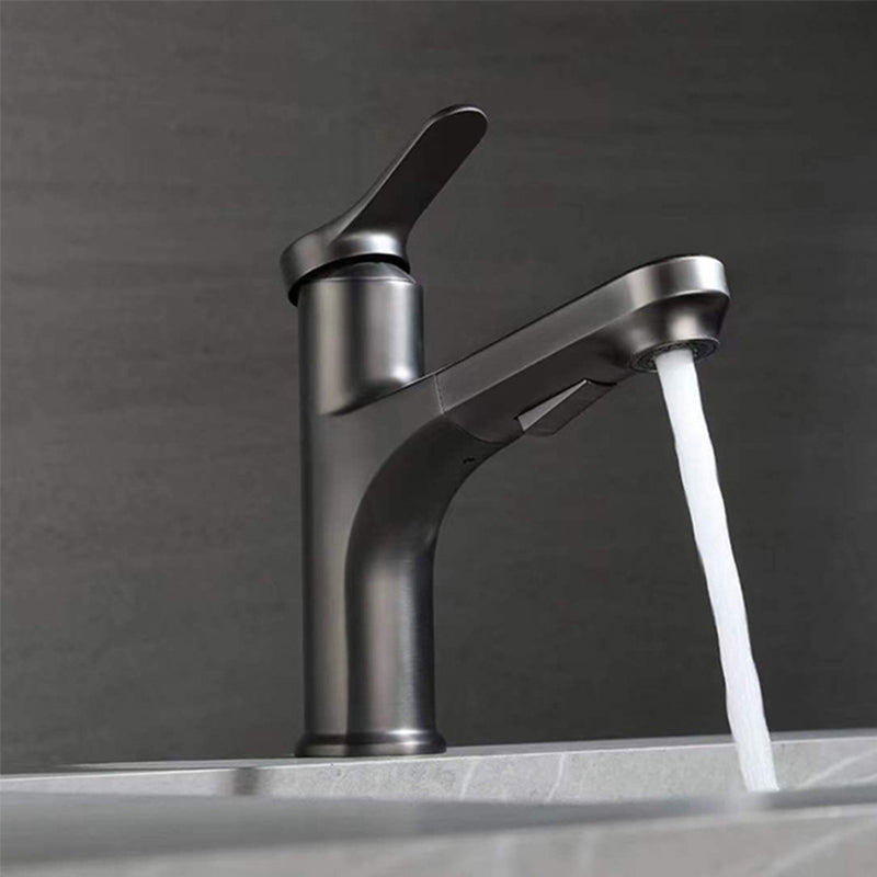 Contemporary Pull-out Faucet Single Lever Handle Faucet for Bathroom Black Clearhalo 'Bathroom Remodel & Bathroom Fixtures' 'Bathroom Sink Faucets' 'Bathroom Sinks & Faucet Components' 'bathroom_sink_faucets' 'Home Improvement' 'home_improvement' 'home_improvement_bathroom_sink_faucets' 6627245