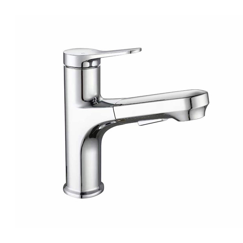 Contemporary Pull-out Faucet Single Lever Handle Faucet for Bathroom Clearhalo 'Bathroom Remodel & Bathroom Fixtures' 'Bathroom Sink Faucets' 'Bathroom Sinks & Faucet Components' 'bathroom_sink_faucets' 'Home Improvement' 'home_improvement' 'home_improvement_bathroom_sink_faucets' 6627249