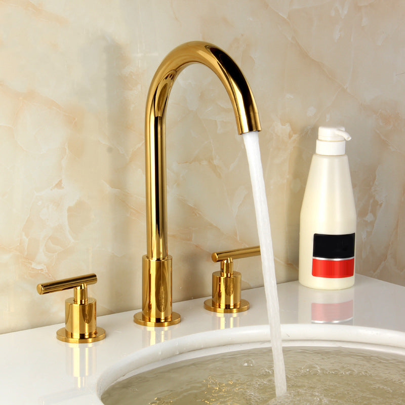 High-Arc Vanity Sink Faucet Light Luxury Vessel Faucet 3-hole Faucet Clearhalo 'Bathroom Remodel & Bathroom Fixtures' 'Bathroom Sink Faucets' 'Bathroom Sinks & Faucet Components' 'bathroom_sink_faucets' 'Home Improvement' 'home_improvement' 'home_improvement_bathroom_sink_faucets' 6627254