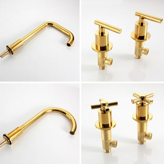 High-Arc Vanity Sink Faucet Light Luxury Vessel Faucet 3-hole Faucet Clearhalo 'Bathroom Remodel & Bathroom Fixtures' 'Bathroom Sink Faucets' 'Bathroom Sinks & Faucet Components' 'bathroom_sink_faucets' 'Home Improvement' 'home_improvement' 'home_improvement_bathroom_sink_faucets' 6627261