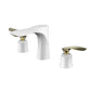 5.1" H Brass Basin Lavatory Faucet Double Handles Bathroom Faucet White-Gold Clearhalo 'Bathroom Remodel & Bathroom Fixtures' 'Bathroom Sink Faucets' 'Bathroom Sinks & Faucet Components' 'bathroom_sink_faucets' 'Home Improvement' 'home_improvement' 'home_improvement_bathroom_sink_faucets' 6627277