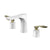 5.1" H Brass Basin Lavatory Faucet Double Handles Bathroom Faucet White-Gold Clearhalo 'Bathroom Remodel & Bathroom Fixtures' 'Bathroom Sink Faucets' 'Bathroom Sinks & Faucet Components' 'bathroom_sink_faucets' 'Home Improvement' 'home_improvement' 'home_improvement_bathroom_sink_faucets' 6627277