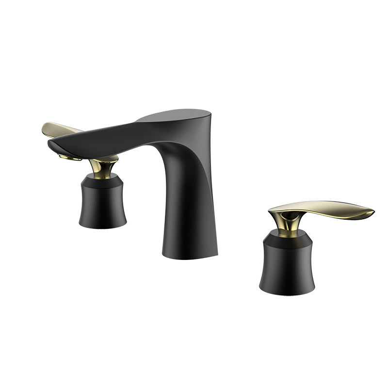 5.1" H Brass Basin Lavatory Faucet Double Handles Bathroom Faucet Clearhalo 'Bathroom Remodel & Bathroom Fixtures' 'Bathroom Sink Faucets' 'Bathroom Sinks & Faucet Components' 'bathroom_sink_faucets' 'Home Improvement' 'home_improvement' 'home_improvement_bathroom_sink_faucets' 6627280
