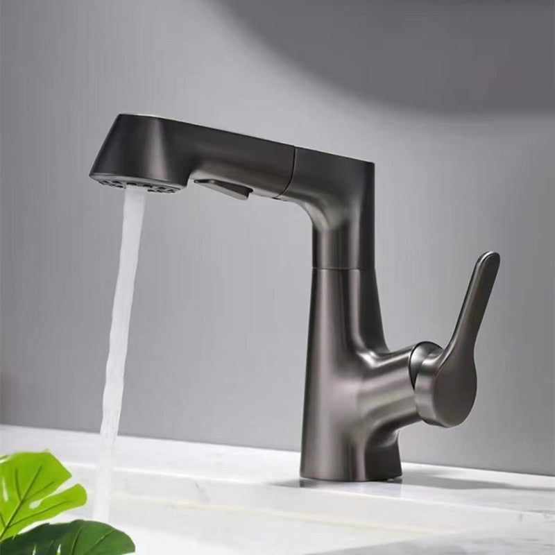 Centerset Sink Faucet Contemporary Pull-out Faucet with Single Handle Clearhalo 'Bathroom Remodel & Bathroom Fixtures' 'Bathroom Sink Faucets' 'Bathroom Sinks & Faucet Components' 'bathroom_sink_faucets' 'Home Improvement' 'home_improvement' 'home_improvement_bathroom_sink_faucets' 6627289