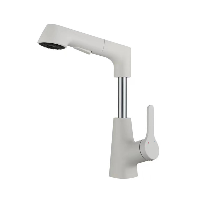 Centerset Sink Faucet Contemporary Pull-out Faucet with Single Handle White Clearhalo 'Bathroom Remodel & Bathroom Fixtures' 'Bathroom Sink Faucets' 'Bathroom Sinks & Faucet Components' 'bathroom_sink_faucets' 'Home Improvement' 'home_improvement' 'home_improvement_bathroom_sink_faucets' 6627293