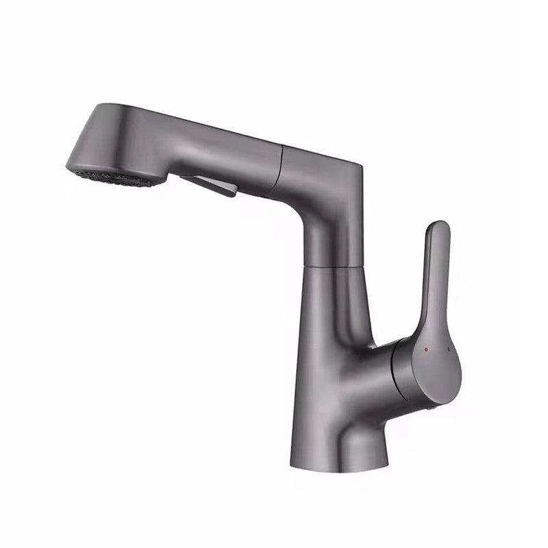 Centerset Sink Faucet Contemporary Pull-out Faucet with Single Handle Clearhalo 'Bathroom Remodel & Bathroom Fixtures' 'Bathroom Sink Faucets' 'Bathroom Sinks & Faucet Components' 'bathroom_sink_faucets' 'Home Improvement' 'home_improvement' 'home_improvement_bathroom_sink_faucets' 6627297