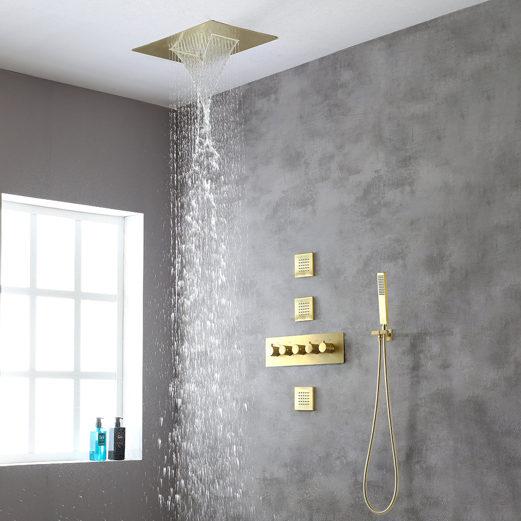 Modern Shower Trim Brass Body Jets Adjustable Shower Head Shower System Clearhalo 'Bathroom Remodel & Bathroom Fixtures' 'Home Improvement' 'home_improvement' 'home_improvement_shower_faucets' 'Shower Faucets & Systems' 'shower_faucets' 'Showers & Bathtubs Plumbing' 'Showers & Bathtubs' 6627309