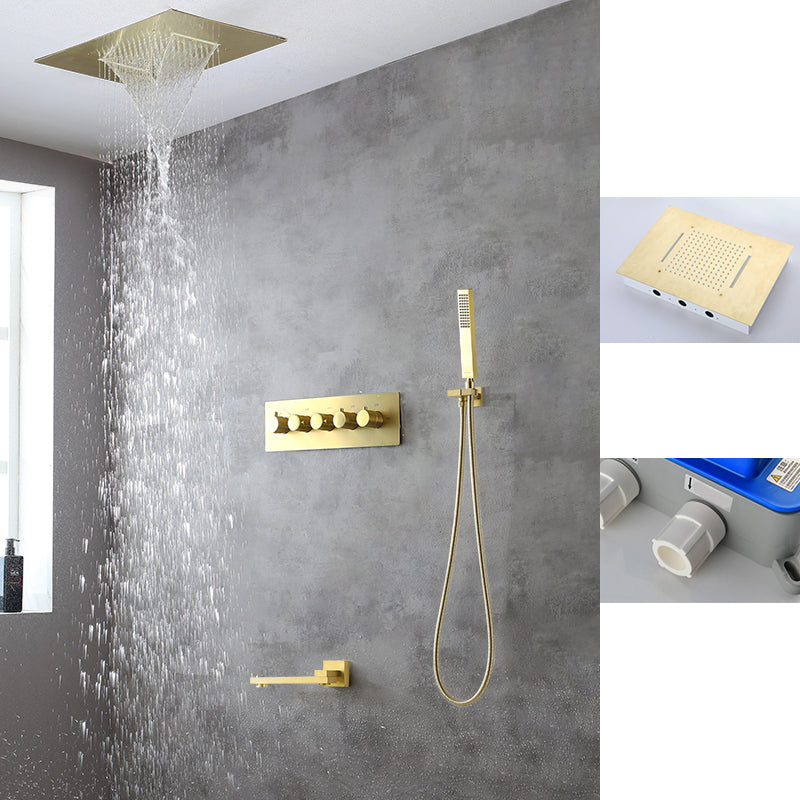 Modern Shower Trim Brass Body Jets Adjustable Shower Head Shower System Gold 3 Clearhalo 'Bathroom Remodel & Bathroom Fixtures' 'Home Improvement' 'home_improvement' 'home_improvement_shower_faucets' 'Shower Faucets & Systems' 'shower_faucets' 'Showers & Bathtubs Plumbing' 'Showers & Bathtubs' 6627327