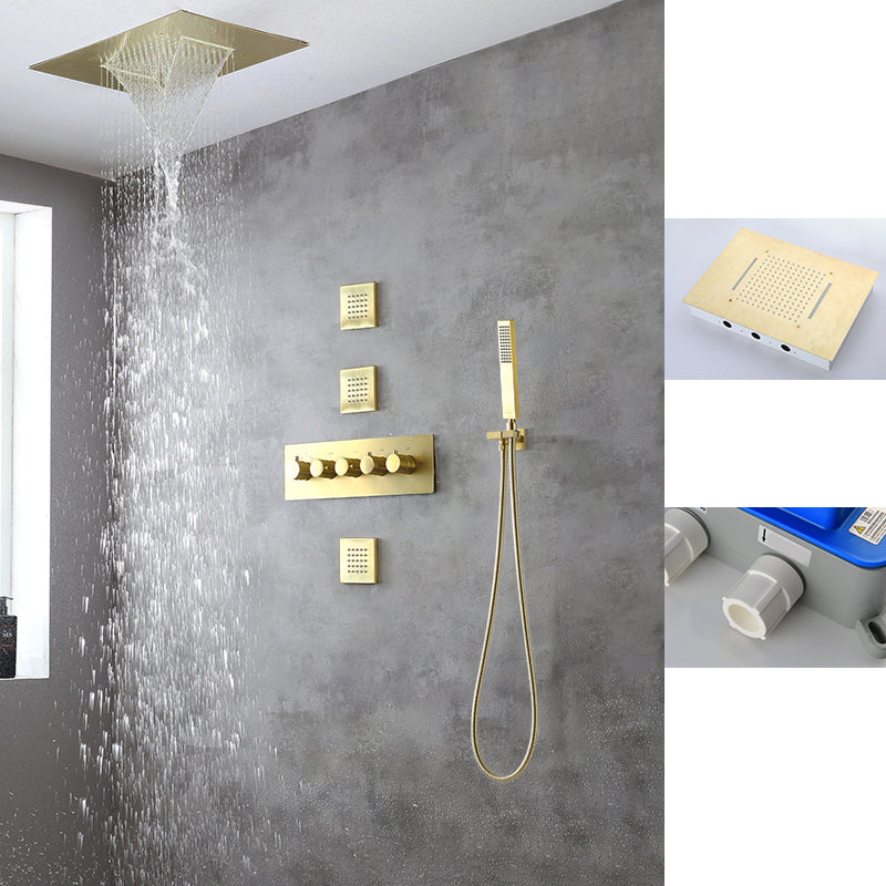 Modern Shower Trim Brass Body Jets Adjustable Shower Head Shower System Gold 5 Clearhalo 'Bathroom Remodel & Bathroom Fixtures' 'Home Improvement' 'home_improvement' 'home_improvement_shower_faucets' 'Shower Faucets & Systems' 'shower_faucets' 'Showers & Bathtubs Plumbing' 'Showers & Bathtubs' 6627329