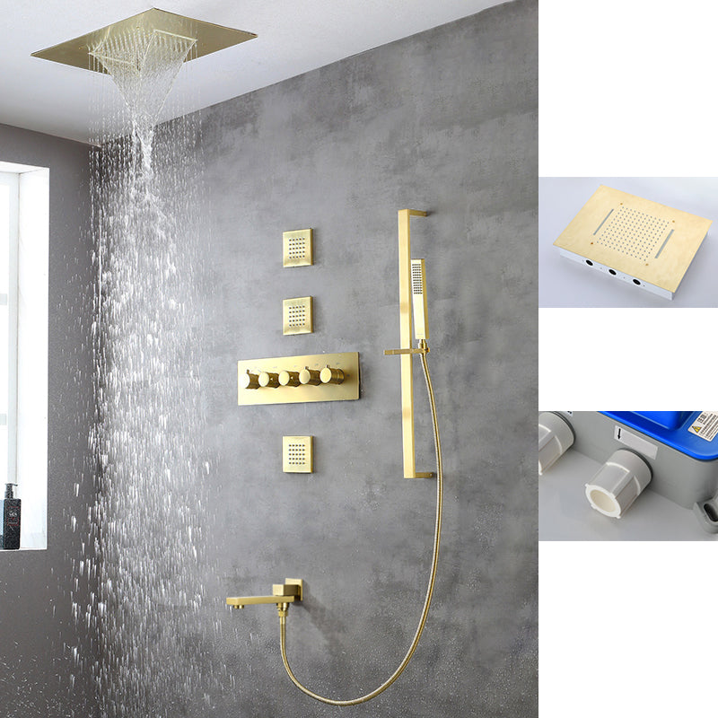 Modern Shower Trim Brass Body Jets Adjustable Shower Head Shower System Gold 6 Clearhalo 'Bathroom Remodel & Bathroom Fixtures' 'Home Improvement' 'home_improvement' 'home_improvement_shower_faucets' 'Shower Faucets & Systems' 'shower_faucets' 'Showers & Bathtubs Plumbing' 'Showers & Bathtubs' 6627331