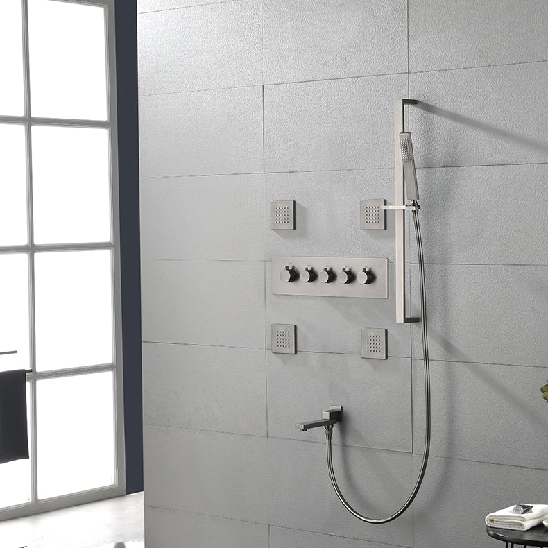 Modern Shower Trim Brass Body Jets Adjustable Shower Head Shower System Clearhalo 'Bathroom Remodel & Bathroom Fixtures' 'Home Improvement' 'home_improvement' 'home_improvement_shower_faucets' 'Shower Faucets & Systems' 'shower_faucets' 'Showers & Bathtubs Plumbing' 'Showers & Bathtubs' 6627332