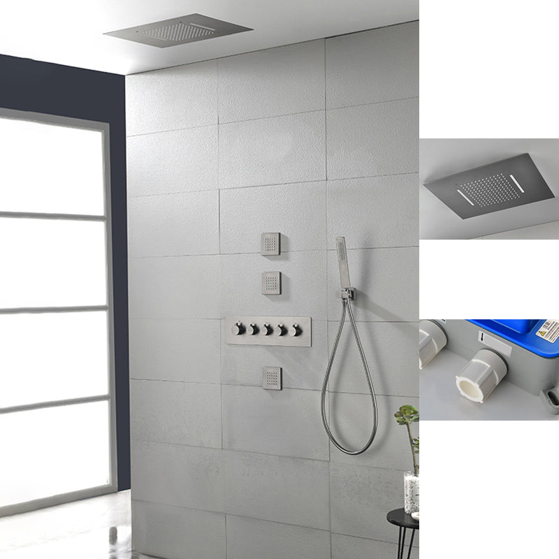 Modern Shower Trim Brass Body Jets Adjustable Shower Head Shower System Gun Grey 5 Clearhalo 'Bathroom Remodel & Bathroom Fixtures' 'Home Improvement' 'home_improvement' 'home_improvement_shower_faucets' 'Shower Faucets & Systems' 'shower_faucets' 'Showers & Bathtubs Plumbing' 'Showers & Bathtubs' 6627336