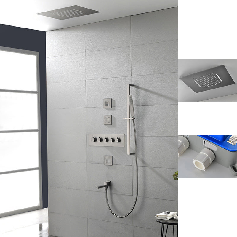 Modern Shower Trim Brass Body Jets Adjustable Shower Head Shower System Gun Grey 6 Clearhalo 'Bathroom Remodel & Bathroom Fixtures' 'Home Improvement' 'home_improvement' 'home_improvement_shower_faucets' 'Shower Faucets & Systems' 'shower_faucets' 'Showers & Bathtubs Plumbing' 'Showers & Bathtubs' 6627337