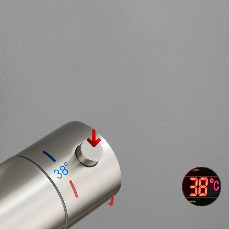 Modern Shower Set Stainless Steel Temperature Control Wall Mounted Shower Combo Clearhalo 'Bathroom Remodel & Bathroom Fixtures' 'Home Improvement' 'home_improvement' 'home_improvement_shower_faucets' 'Shower Faucets & Systems' 'shower_faucets' 'Showers & Bathtubs Plumbing' 'Showers & Bathtubs' 6627383