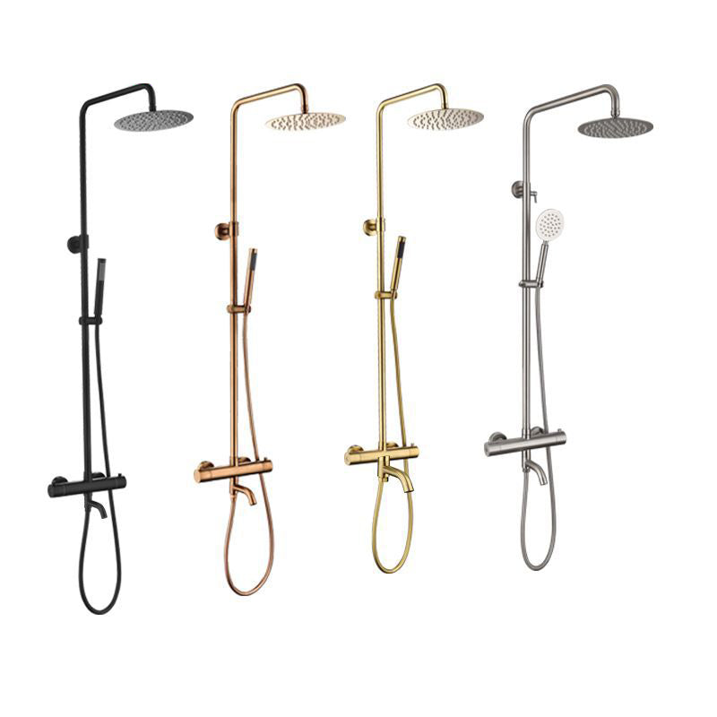 Modern Shower Set Stainless Steel Temperature Control Wall Mounted Shower Combo Clearhalo 'Bathroom Remodel & Bathroom Fixtures' 'Home Improvement' 'home_improvement' 'home_improvement_shower_faucets' 'Shower Faucets & Systems' 'shower_faucets' 'Showers & Bathtubs Plumbing' 'Showers & Bathtubs' 6627389