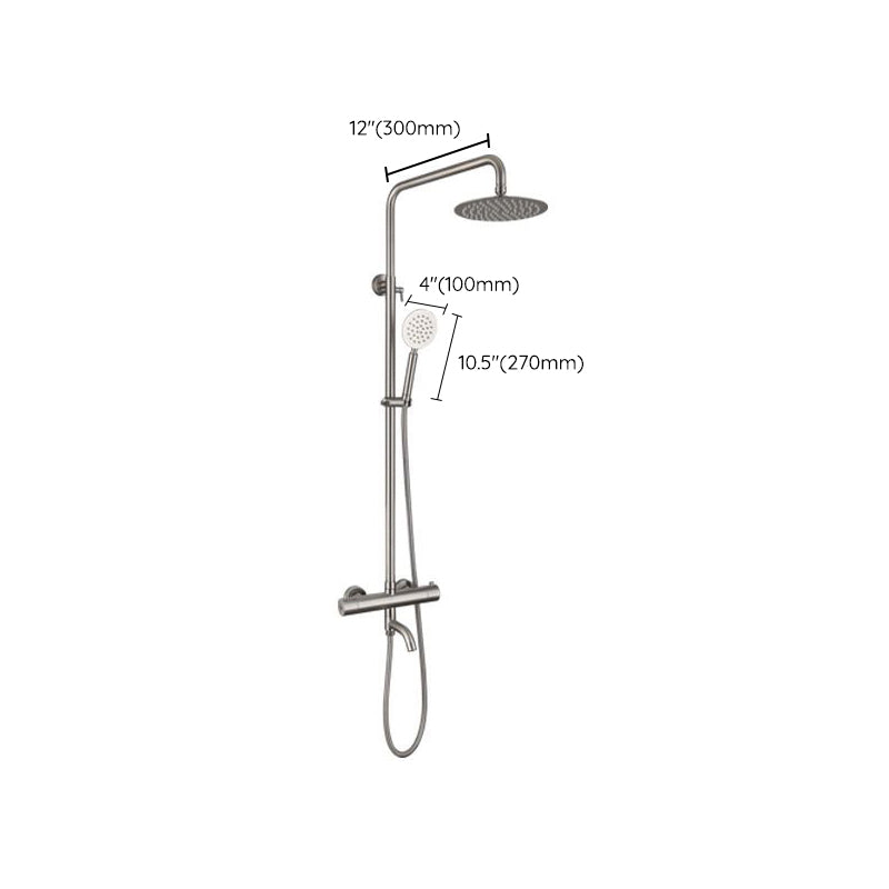 Modern Shower Set Stainless Steel Temperature Control Wall Mounted Shower Combo Clearhalo 'Bathroom Remodel & Bathroom Fixtures' 'Home Improvement' 'home_improvement' 'home_improvement_shower_faucets' 'Shower Faucets & Systems' 'shower_faucets' 'Showers & Bathtubs Plumbing' 'Showers & Bathtubs' 6627392