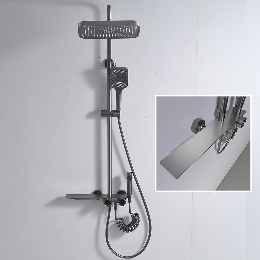 Modern Shower Faucet Brass Slide Bar Included Adjustable Shower Head Shower System Clearhalo 'Bathroom Remodel & Bathroom Fixtures' 'Home Improvement' 'home_improvement' 'home_improvement_shower_faucets' 'Shower Faucets & Systems' 'shower_faucets' 'Showers & Bathtubs Plumbing' 'Showers & Bathtubs' 6627410