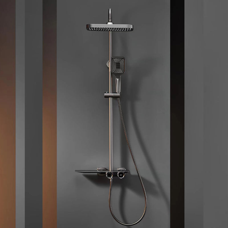 Modern Shower Faucet Brass Slide Bar Included Adjustable Shower Head Shower System Gun Grey 3 Digital Display Included Clearhalo 'Bathroom Remodel & Bathroom Fixtures' 'Home Improvement' 'home_improvement' 'home_improvement_shower_faucets' 'Shower Faucets & Systems' 'shower_faucets' 'Showers & Bathtubs Plumbing' 'Showers & Bathtubs' 6627412